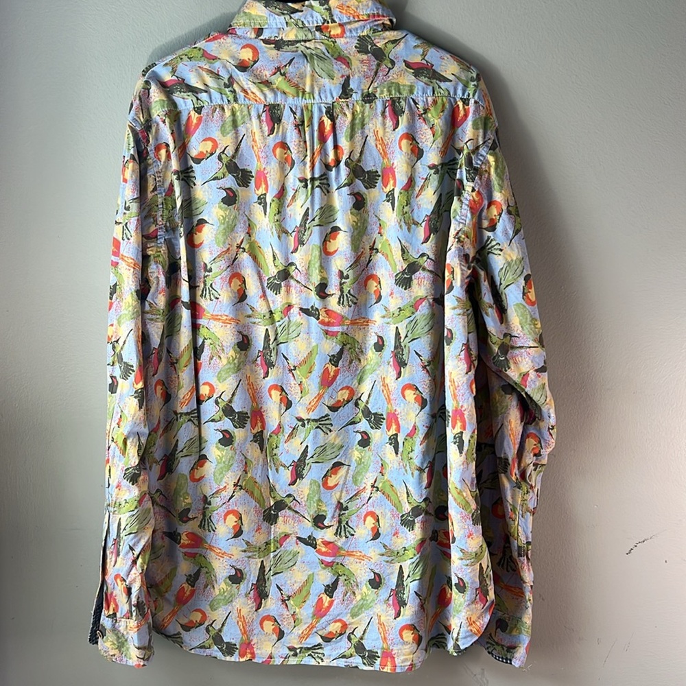 Tailor Vintage Multicolor Tropical Print Casual Button Down Shirt - Picture 2 of 9